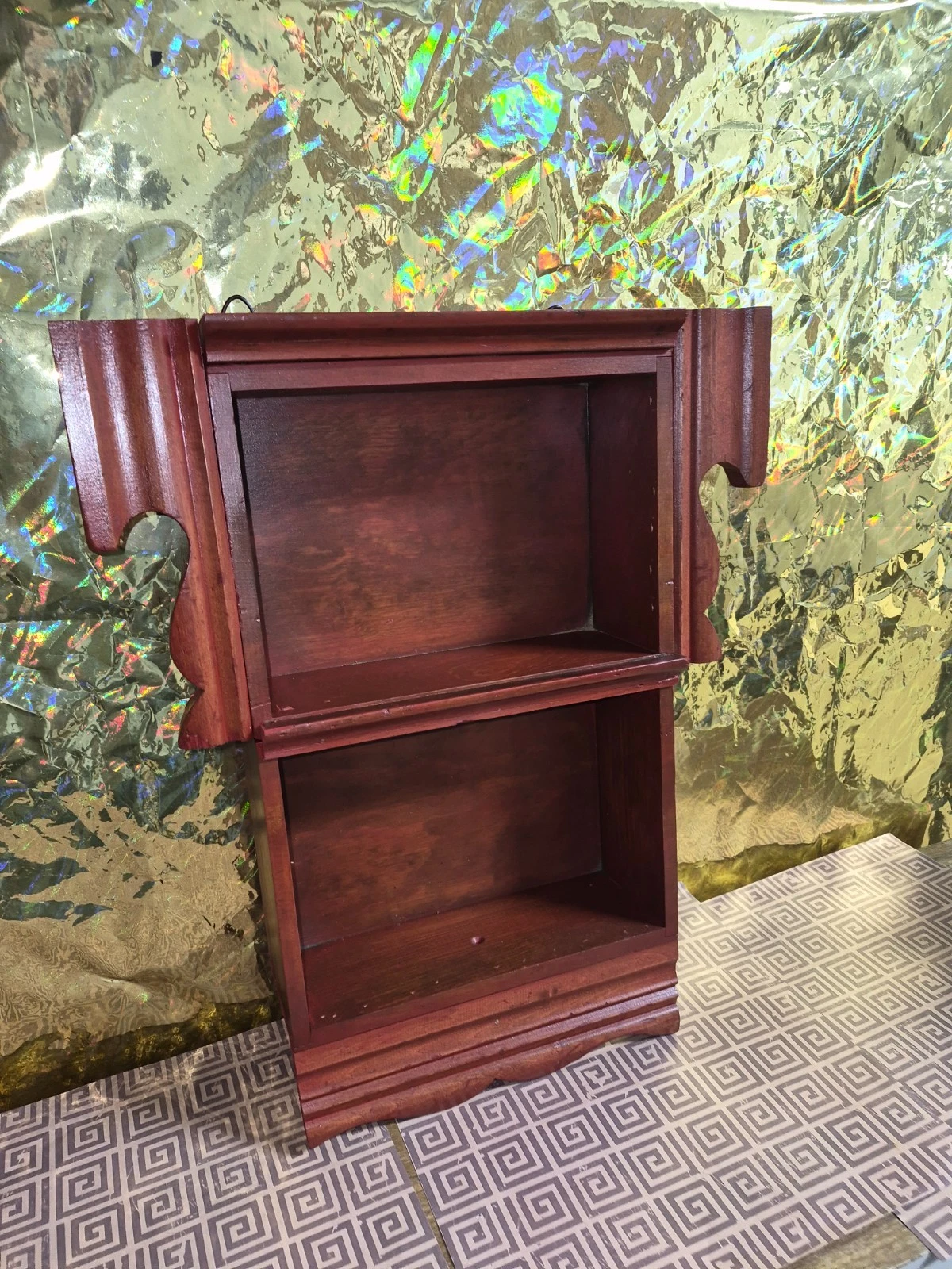 Vintage Wood Spice Rack Farmhouse Style 3 Shelves Wall Mount