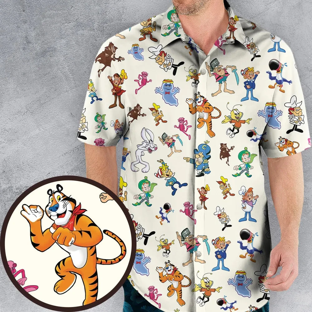 80s 90s Commercial Mascot Cereal Hawaiian Shirt