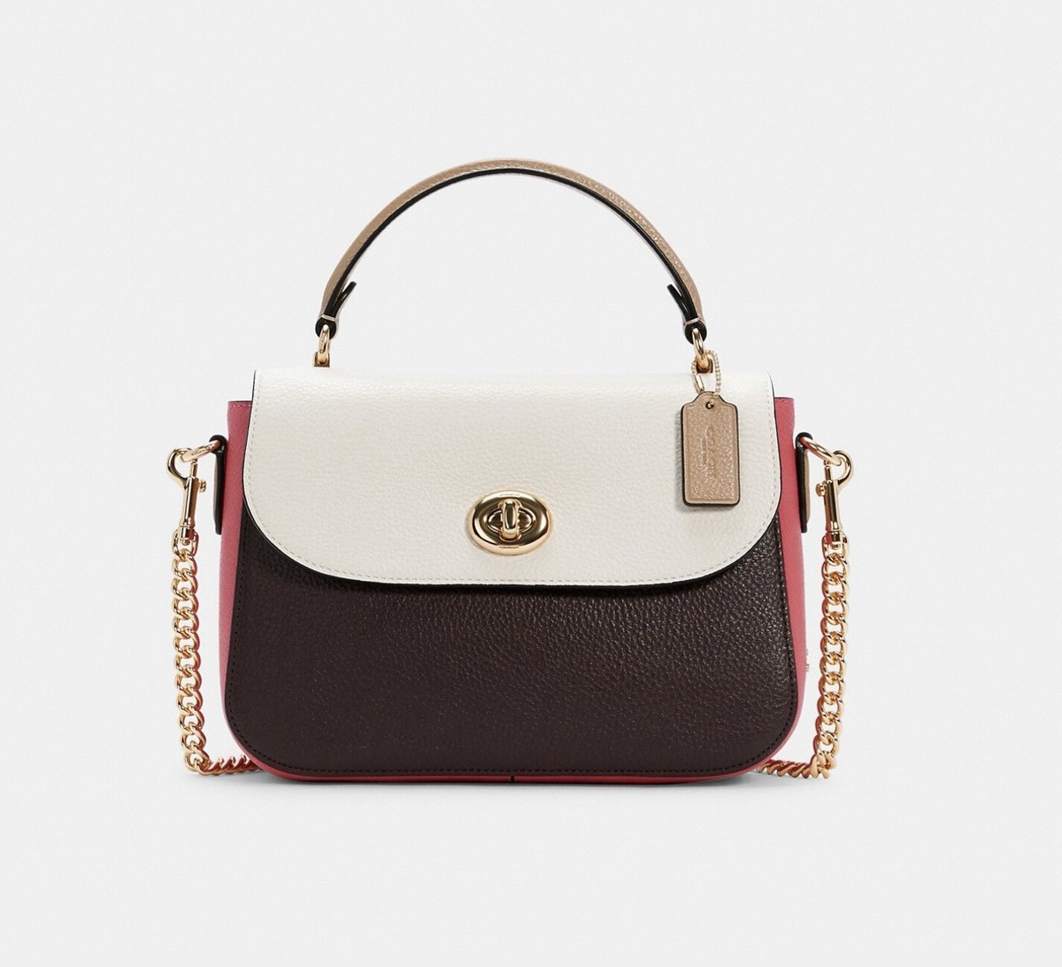 ☂️🍄Coach Marlie Top Handle Satchel In Colorblock IM/CHALK MULTI