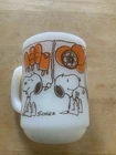 VTG Snoopy Sweet Dreams Ice Cream Milk Glass Anchor Hocking Fire King Mug 1958