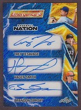 2025 Leaf Baseball Nation Trey Yesavage Hagen Smith Brandon Sproat Triple Auto