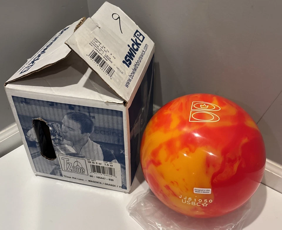 Шар для боулинга BRUNSWICK TZONE Hot Lava пурпурный оранжевый желтый 10 фунтов - новый без отверстий! - Изображение 3 из 4