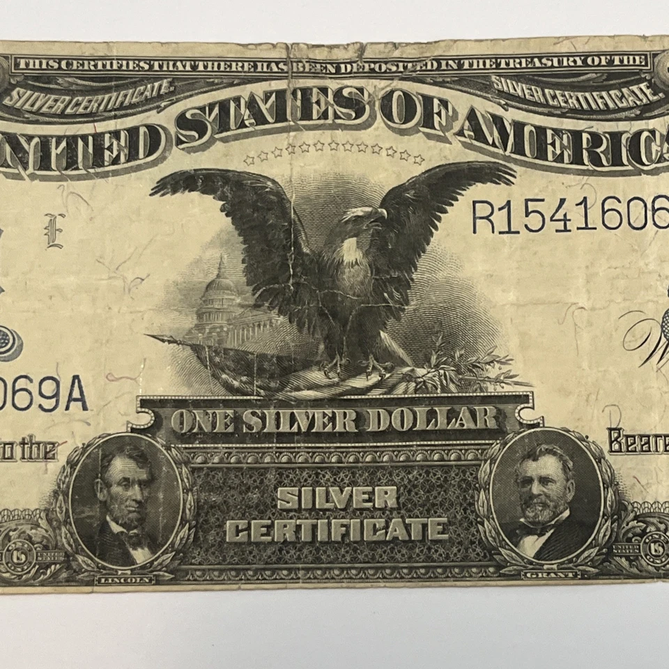 1899 $1 BLACK EAGLE SILVER CERTIFICATE LARGE BANKNOTE - Image 4 of 4