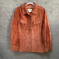 Orvis Rust Brown Suede 100% Leather Womens Sports Hunting Jacket Size Xl Cowboy