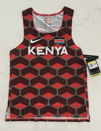 Nike Team Kenya Aeroswift Running Top Dri-Fit Red CV0371-673 Men's Size XXL 2XL - Afbeelding 1 van 2