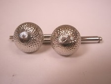 SINGLES 2 3/8" Spiral Cut Silver Tone Domes Vintage Formal tux Shirt Stud h82