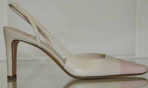 Nuovo Chanel Beige Crema Rosa Pelle Fettucce Classico Scarpe Tacchi 39 40  40.5 | eBay
