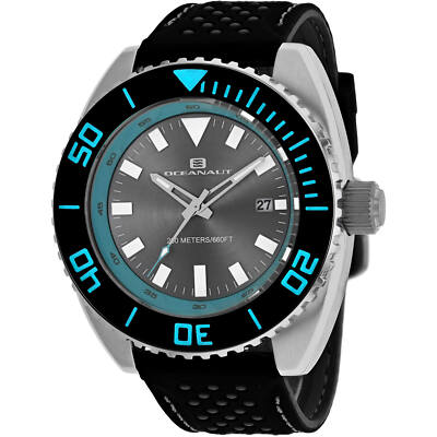 Oceanaut Men's Watch Submersion Quartz Grey Dial Black Rubber Strap OC0521