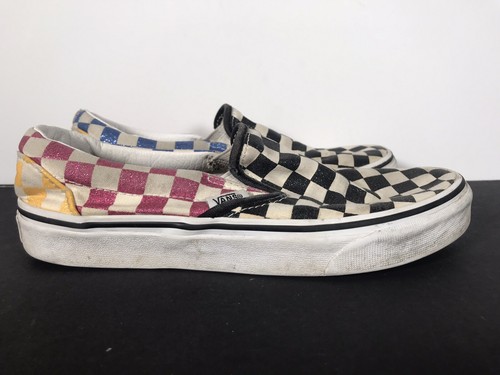checkered vans glitter