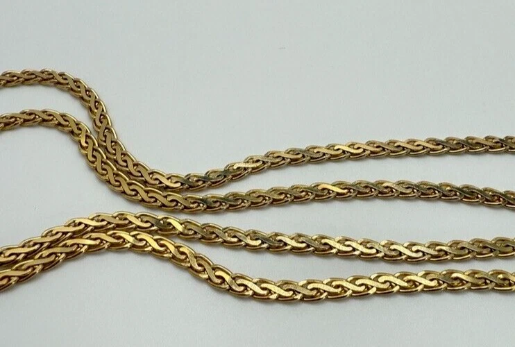 Collar de cadena de trigo de oro macizo de 14K 30" de largo 3,5 mm #2018 Foto 2 de 4