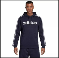 Adidas Men's Essentials 3-Stripe Pullover Fleece Hoodie Sweatshirt Large Navy