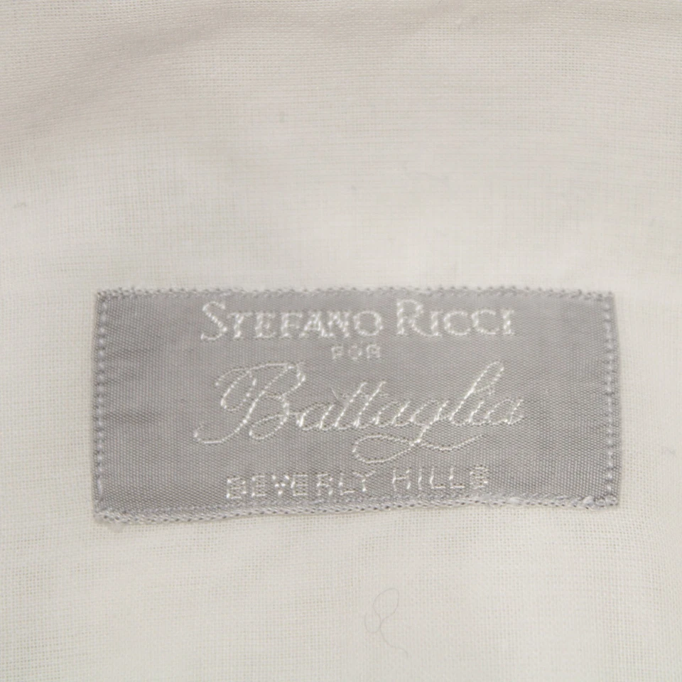 Camisa de vestir Stefano Ricci 100 % algodón esmoquin talla 15,75/40 en blanco con plata Foto 4 de 4