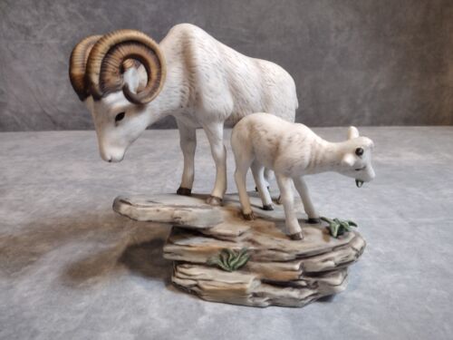 VTG, Masterpiece Porcelain By Homco, Mountain Goat & Baby, 1984, Ram, Cabin - Picture 1 of 7
