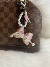 Pink Bow Bag Charm Keychain Fob Heart Clip Zipper Pull New Handmade Gift