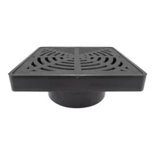Box Of 10 - Dura 044-SCB 6" Black Square Low Profile Grate with 4" Adapter Basin