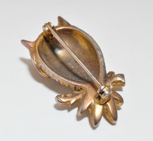 Vintage Red Eyed Goldtone Owl Brooch Pin- WOW - 第 2/2 張圖片