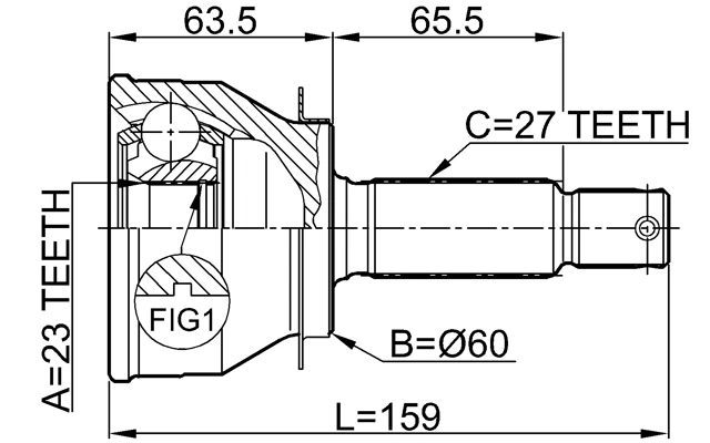 JUNTA CV EXTERIOR 23X60X27 - Para Mitsubishi RVR 1992-1997 OEM MR111327 Foto 2 de 3