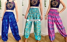 5 Pcs Sari Silk Harem Pants For Women Vintage Sari Silk Gypsy Wide Leg Trousers