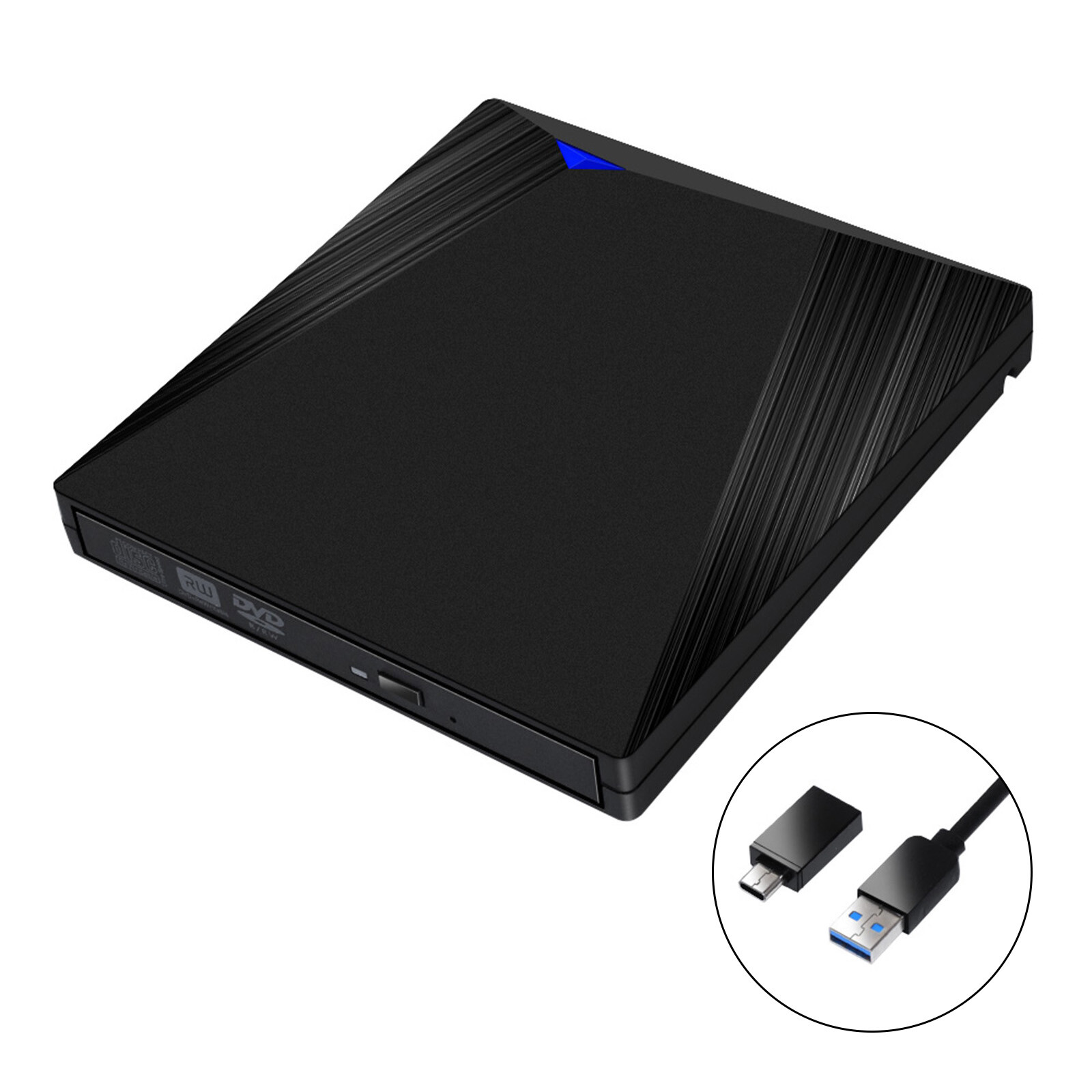 USB 3.0 Type-C External DVD RW CD Drive Burner for Laptop PC Mac Black