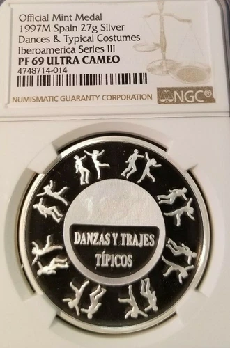 1997 SPAIN SILVER MEDAL DANCES & COSTUMES IBEROAMERICA NGC PF 69 ULTRA CAMEO