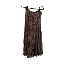 WD NY Floral Paisley Pleated Cottage Core Vintage Midi Skirt Womens Size M