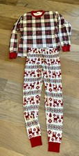 Hanna Andersson Tartan Plaid Long John Pajama Top & Reindeer Bottom Size M