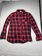 WOOLRICH WOMEN'S Red BLACK PLAID BUTTON UP FLANNEL SHIRT SIZE Medium