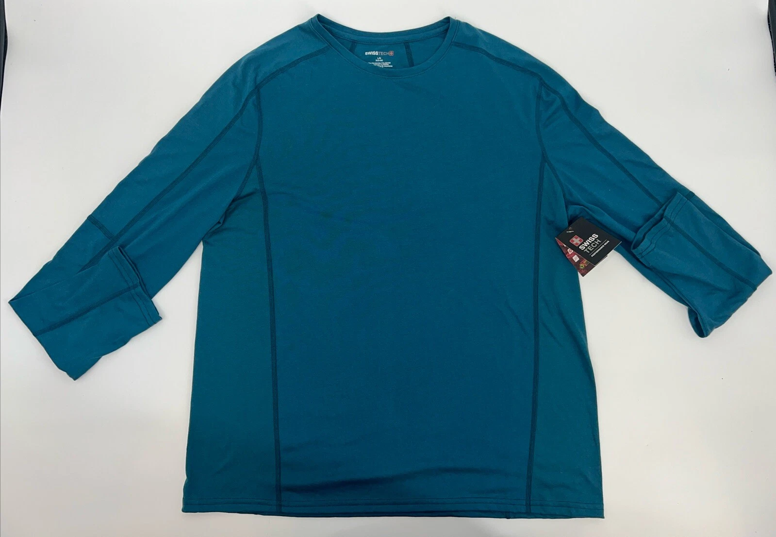 Men’s SWISSTECH Long Sleeve Shirt Size L (42-44) Dark Teal Performance Gear