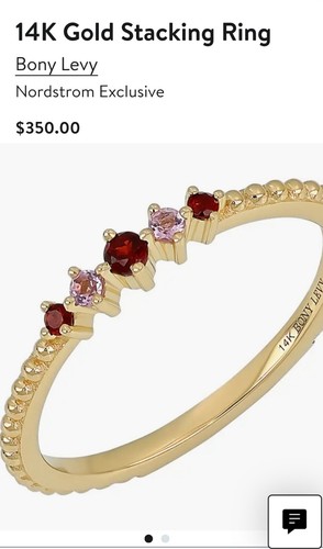 14k Gold, Red Garnet, Pink Amethyst, Stacking Promise Ring size 6.5 Bony Levy - Picture 13 of 13