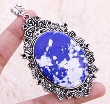 Blue Mosaic 925 Silver Plated Handmade Pendant of 3.2"