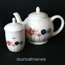 Rae Dunn Magenta Teapot  Sugar Artisan Watercolor Wild Flowers w/Orig. Tags