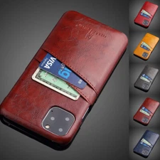 For iPhone 15 Plus 14 13 12 11 Leather Wallet Credit Card Slots Phone Case