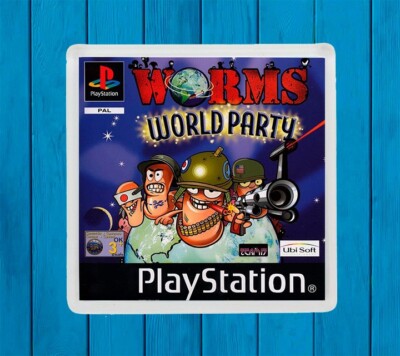 WORMS WORLD PARTY PLAYSTATION PSX Kühlschrankmagnet Iman Nevera