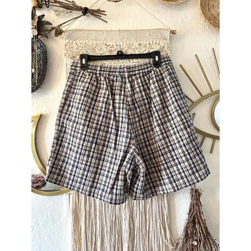 90s Vintage Plaid Brown Shorts Basic Editions Women's High Waisted Shorts Sz 12 - Picture 3 of 5