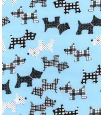 Bedrucktes Polycotton Bastelstoff Material - TERRIER BLAU