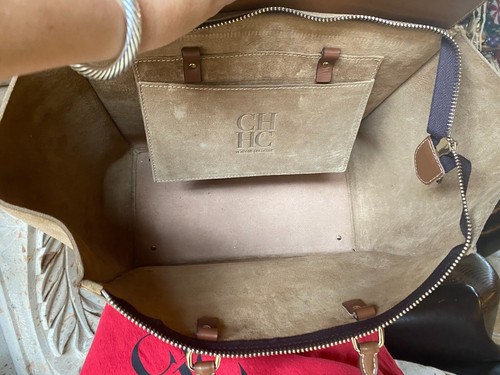 Bolso de Mano Grande Carolina Herrera Bronceado Vendome Obelisco en Grabado - Imagen 6 de 11