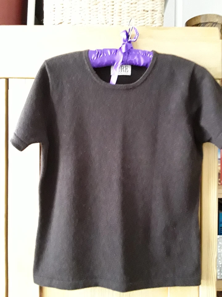 Pure Cashmere Short Sleeved Jumper, Chocolate, Size 12 - Image 2 of 2