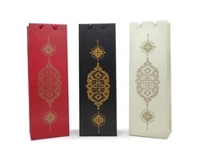 9 Pcs bottle/Wine Bags W/ Ribbon Handle, gift bags for wine 3 color x3