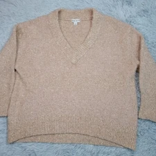 Ava & Viv Sweater Womens Plus 1X Biege Metallic Sparkly Cozy Comfort Warm