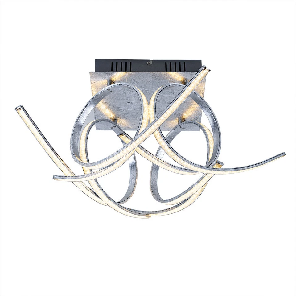 Lampada Da Soffitto Design Argento Lampada Da Soggiorno Dimmerabile LED L 63 Cm - Immagine 2 di 4