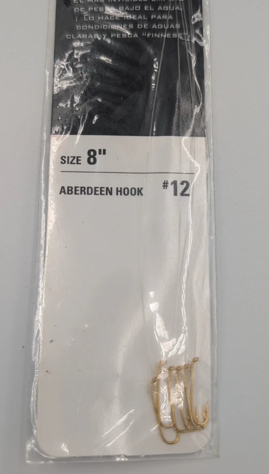 Lote de 7 - Ganchos Berkley Vanish Snell #12 Gold Aberdeen - Líder de 8 pulgadas - Paquete de 6 Foto 3 de 4