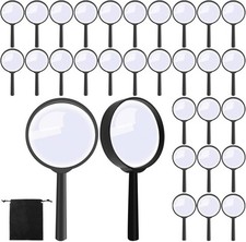 Elcoho 12 Pack Handheld Magnifier Plastic Magnifying Glass for Reading Black