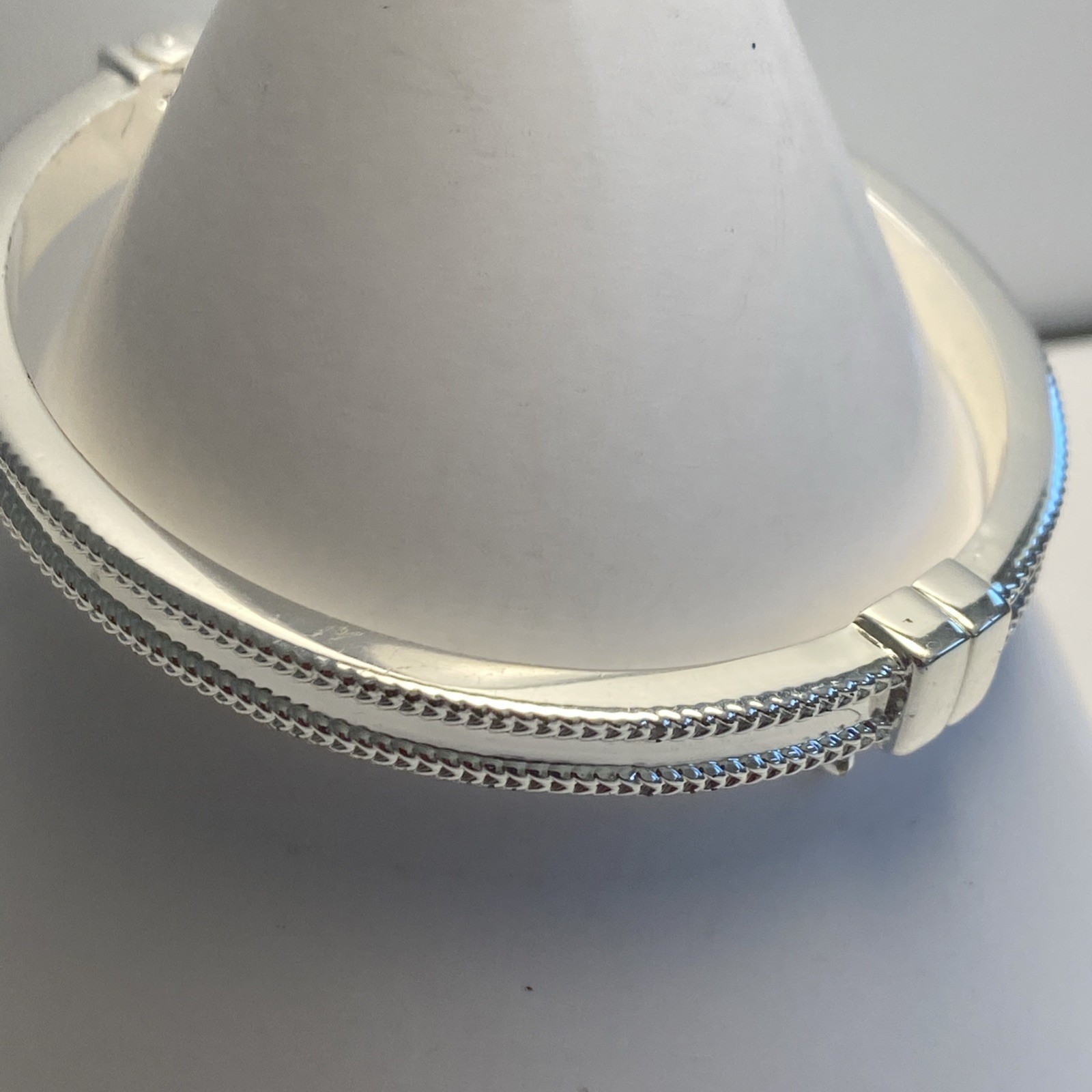 Talbots Signed, Silver Tone Bangle Bracelet. 7” - image 2