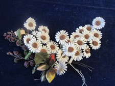 Vtg Millinery Flower Lot Collection White Tan Pom 1 1/2" Daisy w/Brown Jpn H5454