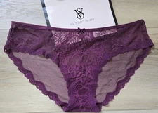 Victoria's Secret Dream Angels Purple Sheer Mesh Lace Velvet Hipkini Panties L