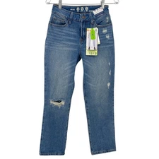 REWASH NWT High Rise The Straight Ankle Distressed Jean Size 0 Medium Blue Wash