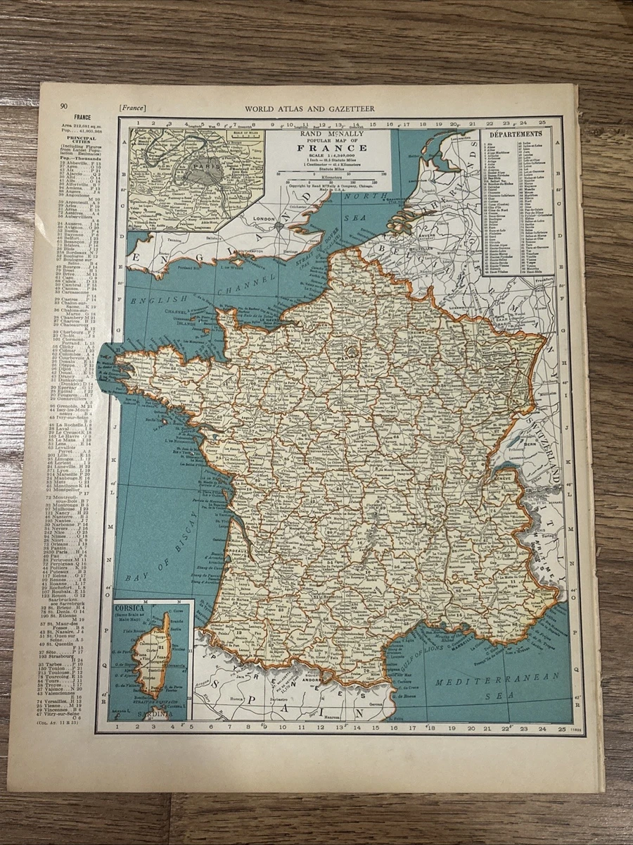 Paris France 1930-1939 Date Range Antique Europe Maps & Atlases