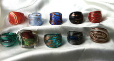 ARTISAN HAND BLOWN GLASS RING LOT OF 10