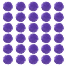 30Pcs Fluffy Soft Faux Fur Pom Poms for Hats with Elastic Loop, Dark Purple