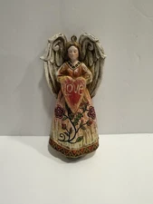 Holiday Ornament,  Resin Angel Holding A Love Heart